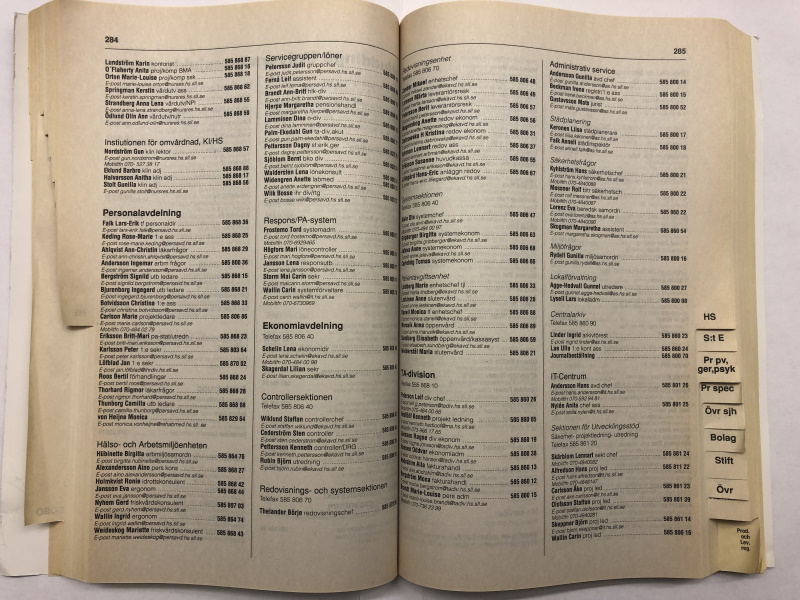 Stockholms Läns Landsting, telefonkatalog